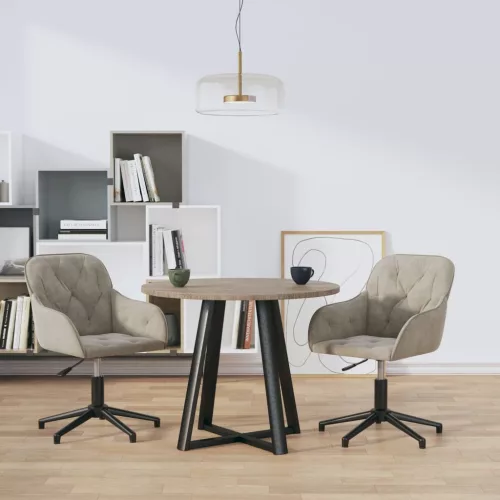 vidaXL 2 db világosszürke bársony forgó étkezőszék