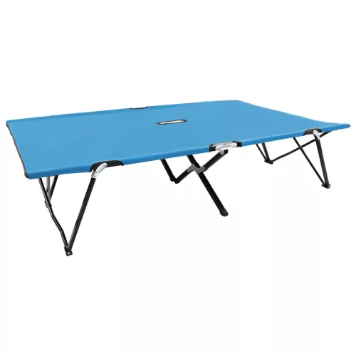 vidaXL kétszemélyes kék összecsukható acél napozóágy