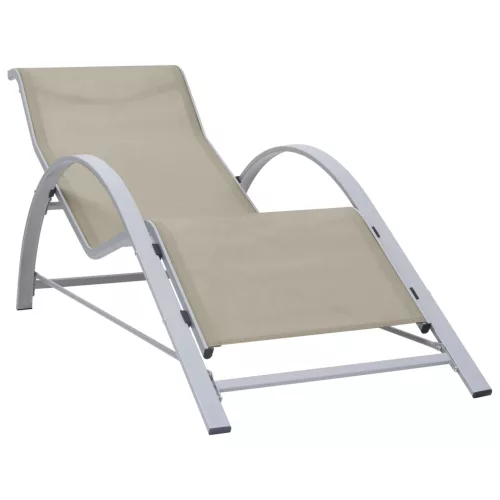 vidaXL krémszínű textilén és alumínium napozóágy