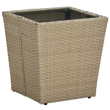   vidaXL bézs polyrattan és edzett üveg dohányzóasztal 41,5x41,5x44 cm