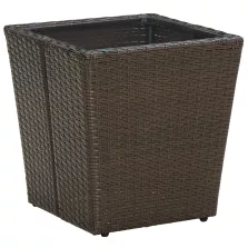   vidaXL barna polyrattan és edzett üveg dohányzóasztal 41,5x41,5x44 cm