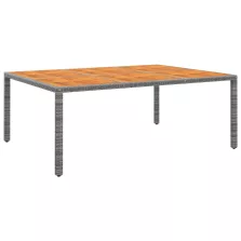   vidaXL szürke akácfa és polyrattan kerti asztal 200 x 150 x 75 cm