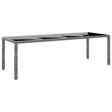   vidaXL szürke edzett üveg és polyrattan kerti asztal 250 x 100 x 75 cm