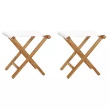   vidaXL 2 db krémfehér tömör tíkfa és szövet összecsukható szék