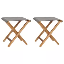   vidaXL 2 db sötétszürke tömör tíkfa és szövet összecsukható szék