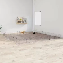   vidaXL 60 paneles fekete acél kisállatketrec ajtóval 35 x 35 cm