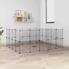   vidaXL 36 paneles fekete acél kisállatketrec ajtóval 35 x 35 cm