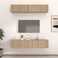   vidaXL 4 db sonoma-tölgy színű szerelt fa TV-szekrény 80 x 30 x 30 cm