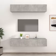   vidaXL4 db betonszürke szerelt fa fali TV-szekrény 80 x 30 x 30 cm
