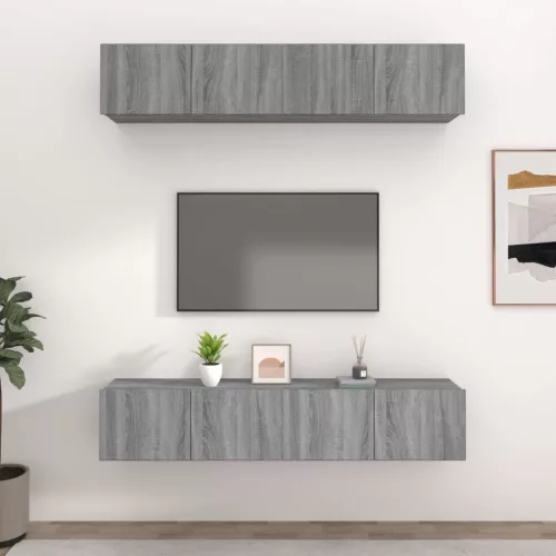 vidaXL 4 db szürke sonoma színű szerelt fa TV-szekrény 80 x 30 x 30 cm