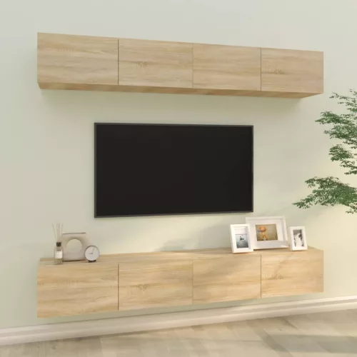 vidaXL 4 db sonoma tölgy színű fali TV-szekrény 100 x 30 x 30 cm