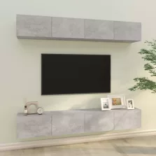 vidaXL 4 db betonszürke fali TV-szekrény 100 x 30 x 30 cm