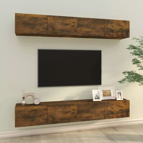vidaXL 4 db füstös tölgy színű fali TV-szekrény 100 x 30 x 30 cm