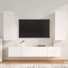 vidaXL 4 részes fehér szerelt fa TV-szekrényszett