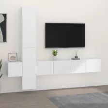 vidaXL 5 részes fehér szerelt fa TV-szekrényszett