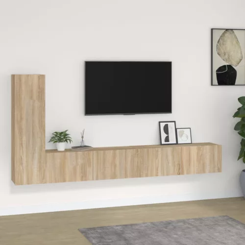 vidaXL 3 részes sonoma tölgy színű szerelt fa TV-szekrényszett