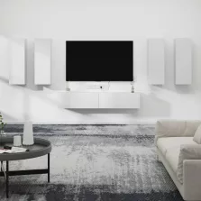 vidaXL 6 részes fehér szerelt fa TV-szekrényszett