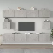 vidaXL 6 részes betonszürke szerelt fa TV-szekrényszett