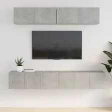 vidaXL 5 részes betonszürke szerelt fa TV-szekrényszett