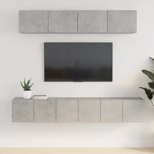 vidaXL 5 részes betonszürke szerelt fa TV-szekrényszett