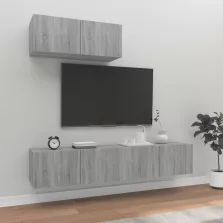   vidaXL 3 részes szürke sonoma színű szerelt fa TV-szekrényszett