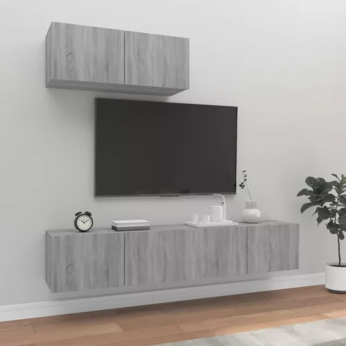 vidaXL 3 részes szürke sonoma színű szerelt fa TV-szekrényszett