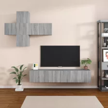   vidaXL 7 részes szürke sonoma színű szerelt fa TV-szekrényszett