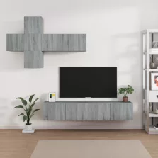   vidaXL 7 részes szürke sonoma színű szerelt fa TV-szekrényszett