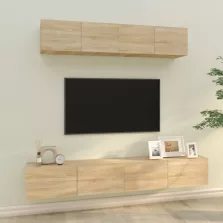   vidaXL 4 részes sonoma tölgy színű szerelt fa TV-szekrényszett
