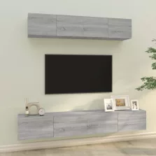   vidaXL 4 részes szürke sonoma színű szerelt fa TV-szekrényszett