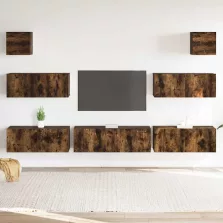   vidaXL 7 részes füstös tölgy színű szerelt fa TV-szekrényszett