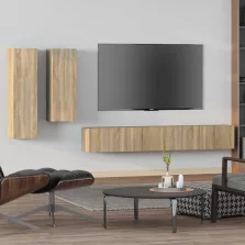   vidaXL 4 részes sonoma tölgy színű szerelt fa TV-szekrényszett