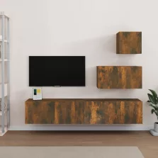   vidaXL 4 részes füstös tölgy színű szerelt fa TV-szekrényszett
