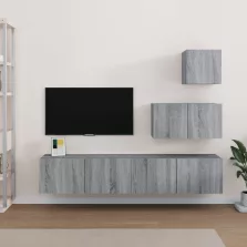   vidaXL 4 részes szürke sonoma színű szerelt fa TV-szekrényszett