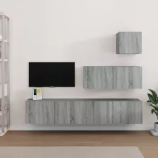   vidaXL 4 részes szürke sonoma színű szerelt fa TV-szekrényszett