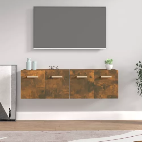 vidaXL 2 db füstös tölgy színű szerelt fa faliszekrény 60x36,5x35 cm