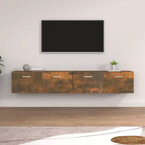 vidaXL 2 db füstös tölgy színű szerelt fa faliszekrény 100x36,5x35 cm