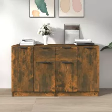   vidaXL 2 db füstös tölgyszínű szerelt fa tálalóasztal 60 x 30 x 70 cm