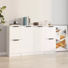vidaXL 3 db fehér szerelt fa tálalószekrény