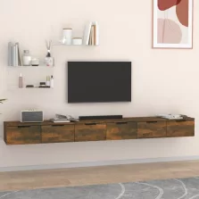   vidaXL 2 db füstös tölgy színű szerelt fa faliszekrény 102x30x20 cm