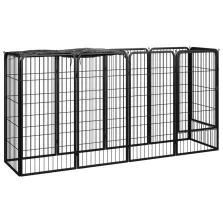   vidaXL 10-paneles fekete porszórt acél kutyakennel 50 x 100 cm