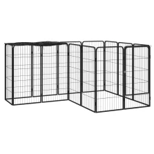   vidaXL 14 paneles fekete porszórt acél kutyakennel 50 x 100 cm