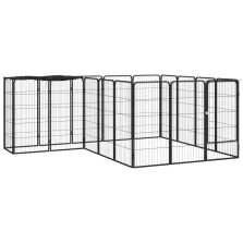   vidaXL 18-paneles fekete porszórt acél kutyakennel 50 x 100 cm