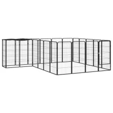   vidaXL 22-paneles fekete porszórt acél kutyakennel 50 x 100 cm