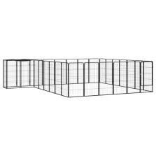   vidaXL 30-paneles fekete porszórt acél kutyakennel 50 x 100 cm