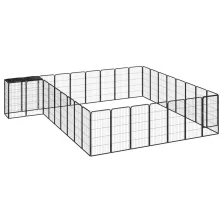   vidaXL 34 paneles fekete porszórt acél kutyakennel 50 x 100 cm