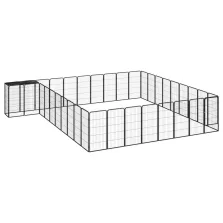   vidaXL 38-paneles fekete porszórt acél kutyakennel 50 x 100 cm
