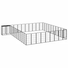   vidaXL 42-paneles fekete porszórt acél kutyakennel 50 x 100 cm