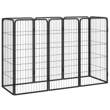  vidaXL 8-paneles fekete porszórt acél kutyakennel 50 x 100 cm