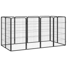   vidaXL 12-paneles fekete porszórt acél kutyakennel 50 x 100 cm